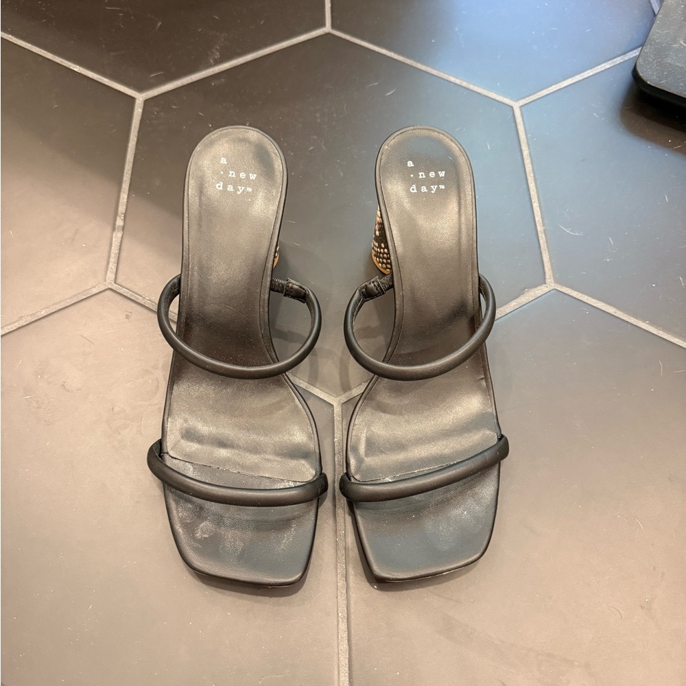 A New Day Black Strappy Heels